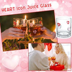 Skylety 2 Pcs Heart Icons Juice Glasses Love Drinking Cups 13.5 oz Old Fashioned Whiskey Cocktail Coffee Mugs for Mother's Day Party Gift Decor - Image 5