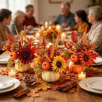 YLOLUL 6 Set Mini Fall Pumpkin with Artificial Flower Decorations Thanksgiving Sunflower Centerpieces for Tables Harvest Fall Table Floral Decor Autumn Fireplace Mantle Living Room Home Kitchen Party - Image 4