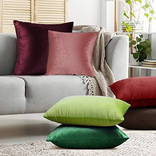 Nestl Throw Pillow Covers, Cozy Velvet Decorative Pillow Cases 24 x 24 Inches, Soft Solid Couch Pillow Covers for Sofa, Bed and Car, Set of 2 - Misty Rose - Image 7
