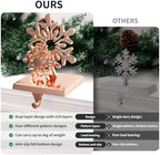 Christmas Stocking Holders for Mantel Set of 4, Stocking Hangers Reindeer Snowman Christmas Tree Snowflake Metal for Fireplace Mantel Holiday Christmas Decorations Stocking Hanger Hook - Rose Gold - Image 4