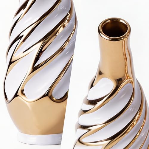 Yundu Gold with White Vase Set of 2 - Image 5