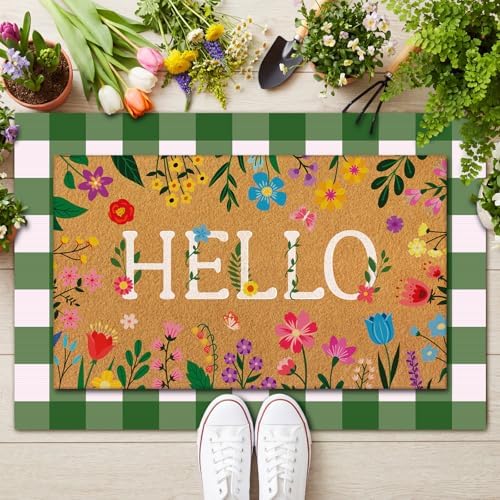 Drydiet 2 Pcs Floral Layered Doormats Spring Coir Welcome Mat by Drydiet