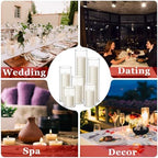 Shihanee 6 Glass Cylinder Vase Pillar Candle,Ivory，Clear,Set of 60 - Image 7