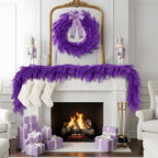 N&T NIETING Christmas Garland Norfolk Pine Garland Real Touch Artificial Christmas Purple Xmas Garland for Mantle, Table Holiday Fireplace Staircase Indoor Outdoor Christmas Decorations (9 FT) - Image 2