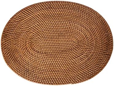 KOUBOO Rattan Oval Placemats Set of 2, Boho Dining Table Mat Honey Brown - Image 4