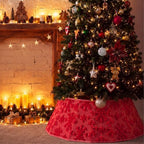 Soulchen 30 Inch Christmas Tree Collar Red Snowflake Tree Skirt Ring Jacquard Velvet Foldable Christmas Base Cover for Xmas Base Stand Cover Holiday Party Indoor Home Decorations - Image 3