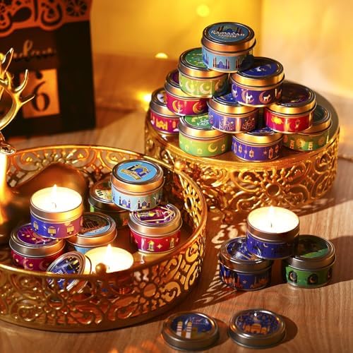 MTLEE 20 Pcs Ramadan Mubarak Scented Candles Bulk, 1 oz Eid Wax Candles, Muslim Islam Meditation Decor, Islamic Ramadan Gifts for Family Home Eid Celebration Party Favor, Assorted Scents(Multicolor) - Image 4