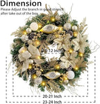 WANNA-CUL Pre-Lit 24 Inch Champagne Gold Christmas Wreath for Front Door - Image 5