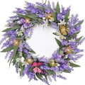 20" Lavender Wreath with LED Lights & Butterflies, Front Door Decor by JusdreenArtificialFlowers