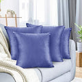 Nestl Throw Pillow Covers, Cozy Velvet Decorative Outdoor Pillow Covers 20X20 Inches, Soft Solid Cushion Covers for Sofa, Bed and Car, Set of 4 - Calm Blue by Nestl