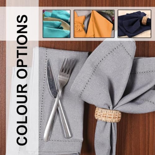 LFH Home Hemstitched Cloth Dinner Napkins 18x18 Inch Set of 12 - Reusable 100% Cotton Machine Washable Cocktail Napkins with Metered Corners for Daily, Party, Wedding, Bar Use - Ash Grey - Image 3