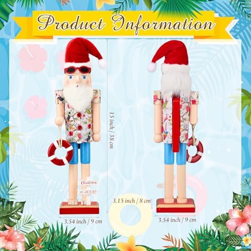 Blosssound 15" Christmas Hawaii Nutcracker Decor Wooden Hawaii Life Ring - Image 2