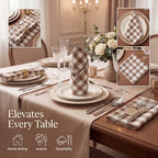 Urban Villa Cloth Napkins Cotton 20x20 (Set of 12) Taupe/Chocolate - Image 2
