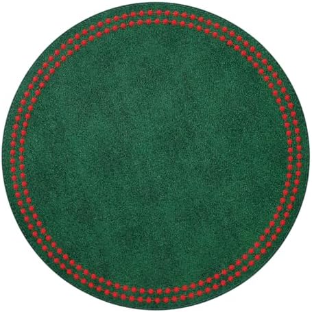 Bodrum Pearls Round Embroidered Placemats Set of 4 – 15" Elegant Table Mats for Dining, Weddings & Special Occasions, Decorative, Wipe-Clean Vinyl Placemats, Forest/Red by Unknown