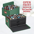 HOLDN’ STORAGE Christmas Ornament Storage Box with Dividers, Holds Up to 72 Ornaments (4 Inches), Large Organizer with 3 Stackable Trays - Green - Image 5