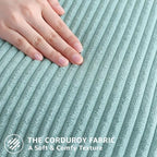 Mecatny Corduroy Decorative Throw Pillow Covers 22x22 Set of 2 Aqua - Image 4