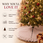 Sosation 60 Inch Vintage Christmas Tree Skirt Red White Striped - Image 4