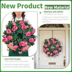 Spring Wreaths for Front Door 21 Inch – Valentine’s Day Pink Peony Artificial Wreath, Spring Summer Floral Wreath for Porch, Wall, Window Decor - Image 3