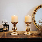 Nuptio Pillar Candle Holders, Wedding Centerpieces Metal Candle Holder Candles Stand Decoration Ideal for Weddings Special Events Parties Living Room (10 x S, Gold) - Image 2