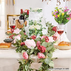 PONKING Artificial Flower Garland 5.4ft Floral Rose Vine Decor, Pink Flower - Image 3