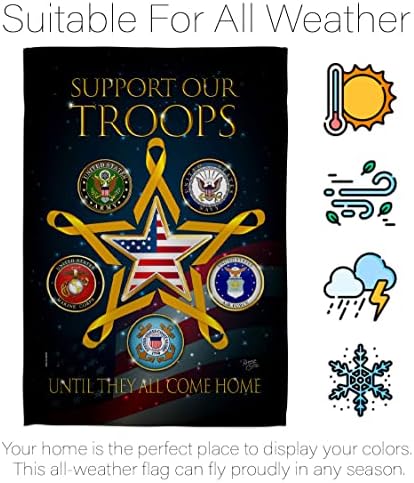 Support Our Military Troops Garden Flag - Set with Stand Armed Forces Service All Branches Honor United State American Veteran Official - House Banner Small Yard Gift Double-Sided 13 X 18.5 - Image 6