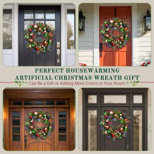 28 Inch Artificial Christmas Wreath with 30 LED Lights - Image 6