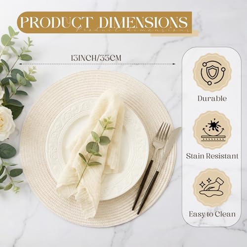 Geosar 120 Pcs Disposable Paper Placemats Round Paper Placemat, Beige - Image 2