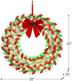 Mr. Christmas 30" Retro C9 Bulb Wreath - Red and Green with Warm White LED Lights - Image 3