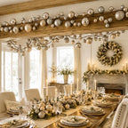 2 Pcs 9 ft Christmas Ball Ornament Garland, Champagne Gold - Image 6