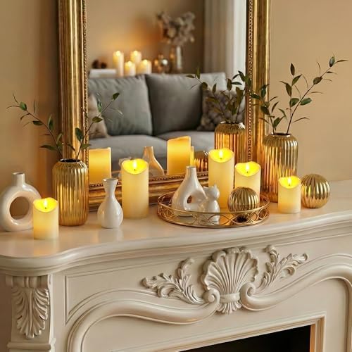 Homemory 9Pack Outdoor Waterproof Flameless Candles, LED Candles, Battery Operated Candles with Remote and Timers, Electric Fake Plastic Pillar Candles, Ivory White, 3"x4"4" 4" 5" 5" 5" 6" 6" 6" - Image 2