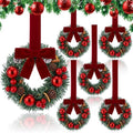 Dingion 6 Pcs 6 Inch Mini Christmas Cabinet Wreath with Burgundy Bow by Dingion
