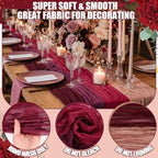 Remagr 12 Pcs Gradient Burgundy Cheesecloth Gauze Table Runners - Image 3