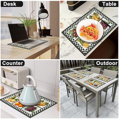 Fresh Fruit Summer Placemats Set of 6, 12x18 Inch Fruits Harvest Table Place Mat Lemon Washable Non-Slip Heat Resistant Fabric Placement Mats for Dining Kitchen Indoor Outdoor Decor - Image 5