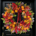 Fall Wreaths for Front Door 24" Harvest Thanksgiving Wreath with Pumpkins by Rimalo