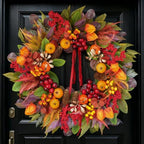 Fall Wreaths for Front Door 24" Harvest Thanksgiving Wreath with Pumpkins by Rimalo