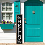 flowtorely Oh Hello There Outdoor Welcome Sign, 45"X9", Wood Black - Image 5