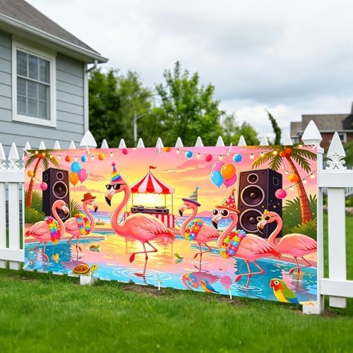 ANNA QUEEN 7x16 ft Garage Door Banner,Reusable Large Outdoor Backdrop for Tropical,Patriotic,Graduation and Christmas Party Decorations (Pink Flamingos) - Image 7