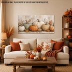 WAXWHELK Pumpkin Fall Canvas Wall Art, Neutral Gray and Beige Pumpkin Painting Pictures, Autumn Rustic Farmhouse Thanksgiving Artwork for Living Room Bedroom Home Decor (20"x40") - Image 2
