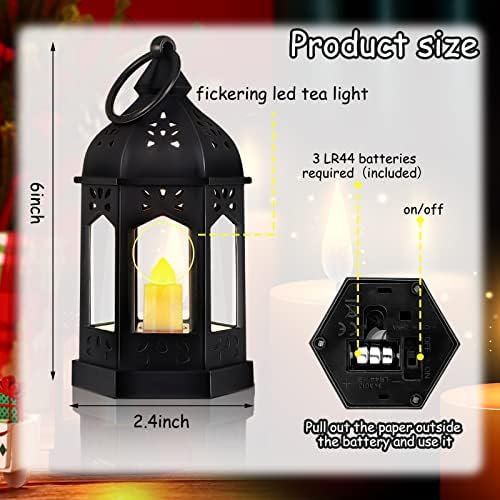 Hortsun 24 Pcs Mini Halloween Lantern Centerpiece with LED Candle,Black - Image 2