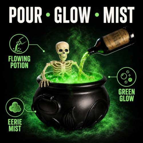 Halloween Small Cauldron Decor With Floating Potion & Mist for Indoor Party - Image 2
