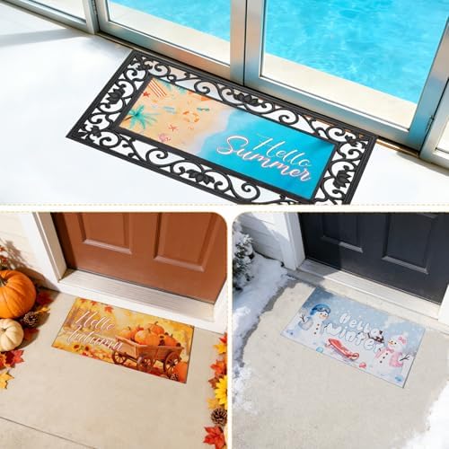 12PCS Interchangeable Doormat Inserts Seasonal Welcome Mats – 22" x 10" Outdoor Indoor Door Mat Set for Spring Summer Fall Winter, Holiday Decor for Front Door, Christmas Halloween Thanksgiving - Image 3