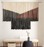 Macrame Wall Hanging Large Black Tie Dye Geometric Wall Art Yarn 57"W*35"L by FLBER
