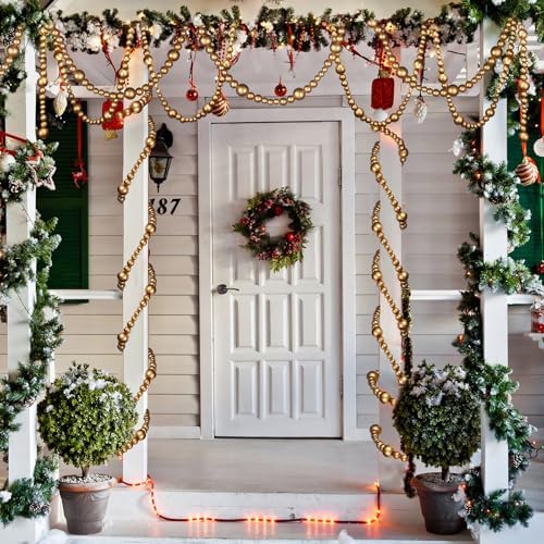 Bucherry 4 Pcs Christmas Wood Bead Garland 28.8 Feet, Gold - Image 5
