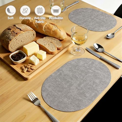 homing Heat Resistant Oval Placemats Set of 8, Light Grey - Image 6
