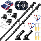 ZMTECH 2 Pack 6FT Black Flag Pole Kit for Outside House with Solar Light & American Flag, 180° Adjustable Bracket and Upgraded Tangle-Free Ring 1" Stainless Steel Flagpole for Residential, Commercial by HighQualityGardeningTools