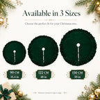 Velvet Christmas Tree Skirt, 60 Inches DarkGreen Ruffled Velvet Christmas Tree Skirt,Rustic Vintage Xmas Tree Skirt for Party Decorations - Image 3
