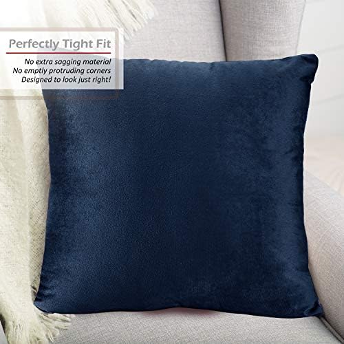 Nestl Throw Pillow Covers, Cozy Velvet Decorative Autumn Pillow Covers 22 x 22 Inches, Soft Solid Couch Pillow Covers for Sofa, Bed and Car, Set of 2 - Navy Blue - Image 4