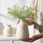 Ceramic Vase Set of 2 for Home Decor, Handcrafted Sesame Dot White Rustic Terracotta Vases, Vintage Farmhouse Decor, Minimalist Decorative Vases for Table Centerpiece Fireplace Nightstand Decoration - Image 7
