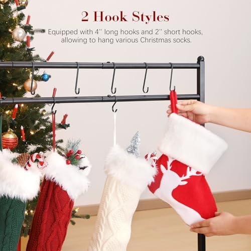Housolution Christmas Stocking Holder Stand with 12 Hooks - Image 4