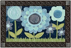 Studio M MatMates Decorative Folk Art Floral Floor Mat Insert Indoor or Outdoor Doormat Recycled Rubber Backing 18 x 30 Inch Blue Flowers by StudioM